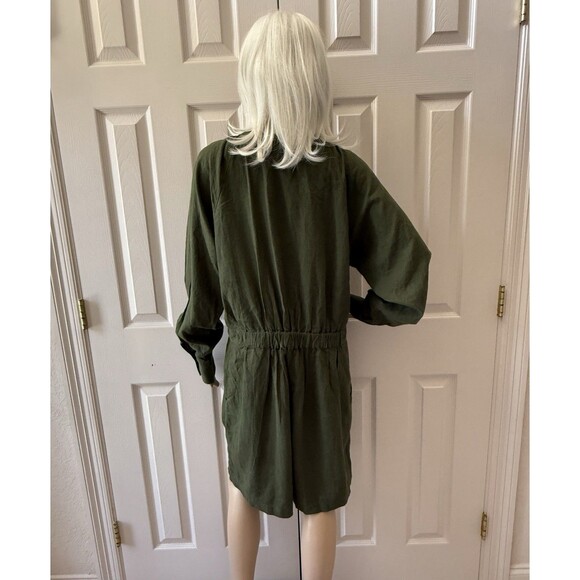 Banana Republic Linen Blend Utility Blend Romper In Treegrove Green Sz L New - Picture 5 of 8